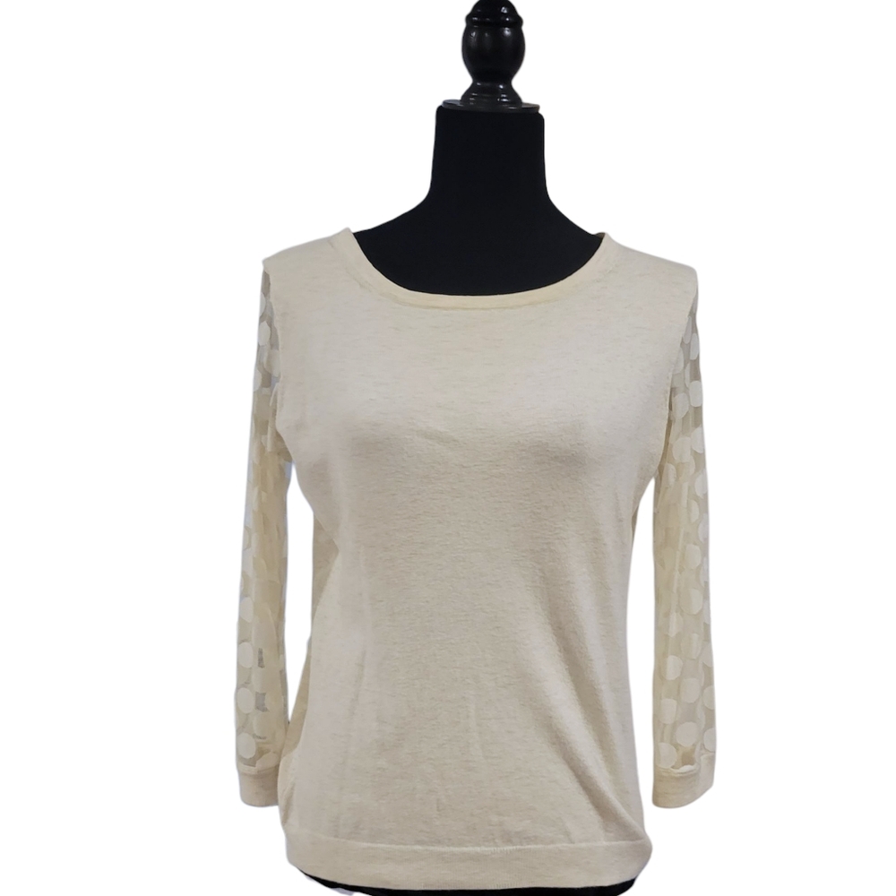 Sparrow Anthropologie Women’s Medium Cashmere Blend Cream Sweater Polka Dot